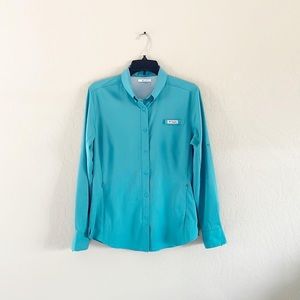 Columbia PFG Omni‎ -Shield Blue Button Up Top